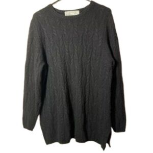 100% Cashmere Precious Fibers Gray Cable Knit Sweater